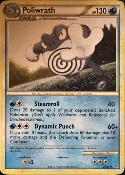 Poliwrath 21/95 Rare HGSS Unleashed Pokemon Lightly Played - Image 1