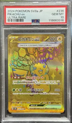 2024 POKEMON JAPANESE SV8A-TERASTAL FEST EX ULTRA RARE #236 PIKACHU EX PSA 10 - Image 2