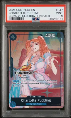 2025 ONE PIECE CHAMPIONSHIP 2025-26 CELEBRATION PACK CHARLOTTE PUDDING PSA 9 - Image 1