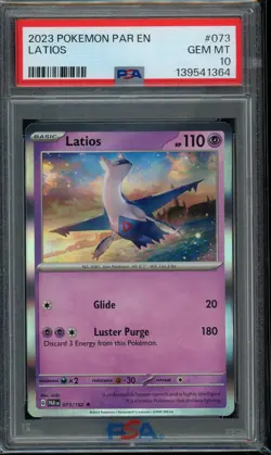 2023 Pokemon Latios #073 Paradox Rift Holo Rare PSA 10 Gem Mint - Image 1