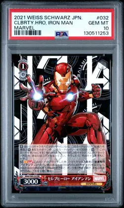 2021 WEISS SCHWARZ JPN MARVEL #032 CELEBRITY HERO, IRON MAN PSA 10 - Image 1