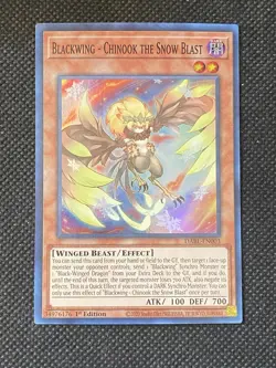 YuGiOh! Blackwing - Chinook The Snow Blast DABL-EN003 Super Rare 1st Edition NM - Image 1