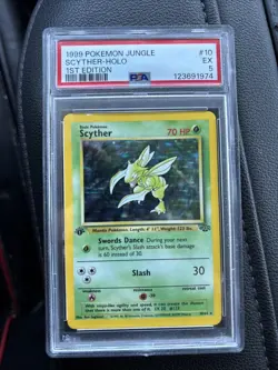 1999 Pokemon Scyther Holo Rare 1st Edition Jungle 10/64 WOTC PSA 5 - Image 1