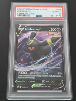 Pokemon Umbreon V SWSH203 Heroes Tins Promo Black Star PSA 10 - Image 1
