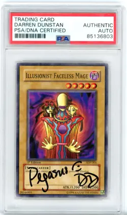 PSA Signed Darren Dunstan Yu-Gi-Oh! Illusionist Faceless Mage Pegasus SDP-004 - Image 1