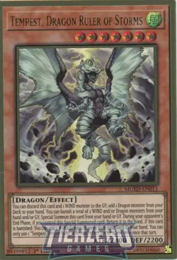 Yugioh Tempest, Dragon Ruler of Storms MGED-EN011 Premium Gold Rare 1st Ed - Image 1