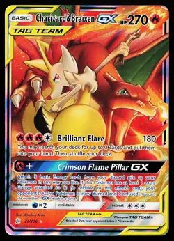 Charizard & Braixen GX 22/236 Holo Rare Cosmic Eclipse Pokemon Card - Image 1