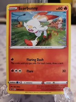 Scorbunny Holographic Black Star Promo SWSH 244 Pokemon Card Holo - Image 1