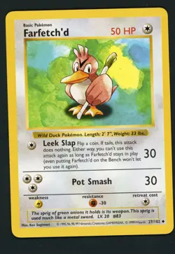 Farfetch'd 027/102 Base Set (Shadowless) Pokemon Card NM - Image 1