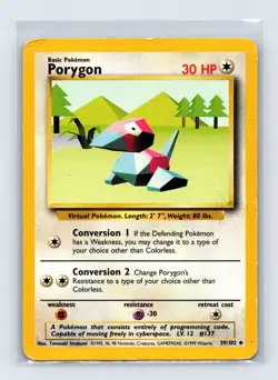 Pokemon TCG Porygon Base Set 39/102 Regular Uncommon HP - Image 1
