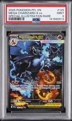 2025 POKEMON PFL EN-PHANTASMAL FLAMES #125 MEGA CHARIZARD X EX PSA 9 - Image 1