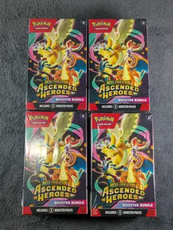 4 x Pokemon TCG: Mega Evolution Ascended Heroes Booster Bundle 24 Packs New - Image 1