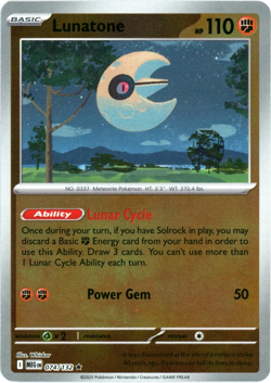 Lunatone (Reverse Holo) 074/132 - Mega Evolution - Pokemon - NM/M English - Image 1