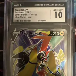 Pokemon TCG Battle Styles Tapu Koko V #147/163 GRADED CGC 10 - Image 3
