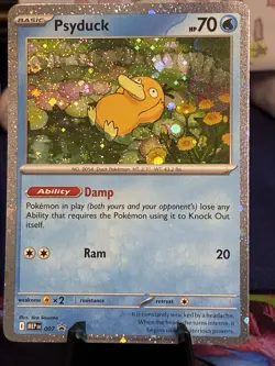 Psyduck Pokemon TCG #7 Mega Evolutions Black Star Promo Cosmos Holo w/swirl NM - Image 1