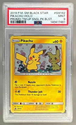 2019 Pokemon SM Black Star Promos SM162 Pikachu PSA 9 140417481 - Image 1
