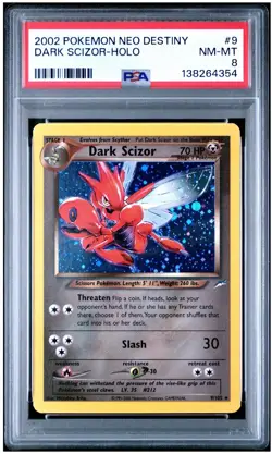 PSA 8 2002 Pokemon Neo Destiny Dark Scizor Holo 9/105 New Cert Graded Card - Image 1