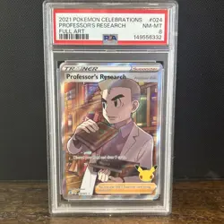 2021 Professor's Research 024/025 Full Art Ultra Holo Pokemon Celebrations PSA 8 - Image 1