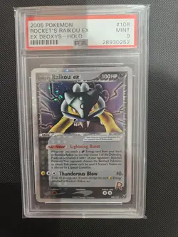 2005 POKEMON EX DEOXYS #108 ROCKET'S RAIKOU EX-HOLO PSA 9 - Image 1