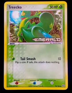 2005 Pokemon Treecko-# 70/106-Holo ex Emerald-Stamped Clean Crisp - Image 1