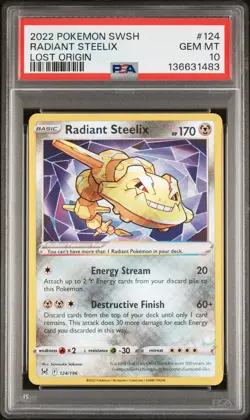 2022 POKEMON SWORD & SHIELD LOST ORIGIN #124 RADIANT STEELIX PSA 10 - Image 1
