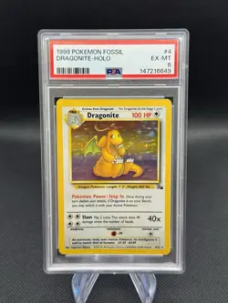 Pokemon TCG 1999 Dragonite Holo Rare 4/62 PSA 6 English Fossil Set - Image 1