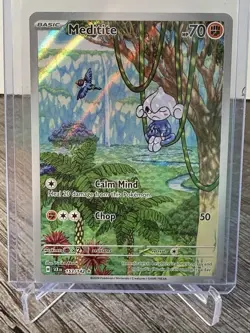 Pokemon Meditite 153/142 Stellar Crown Illustration Rare Holo - Image 1
