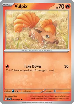 x4 Vulpix - 016/191 - Common - Reverse Holo Pokemon SV08 Surging Sparks M/NM - Image 1