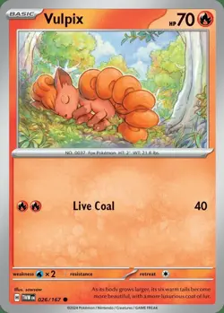 x4 Vulpix - 026/167 - Common - Reverse Holo Pokemon SV06 Twilight Masquerade M/N - Image 1