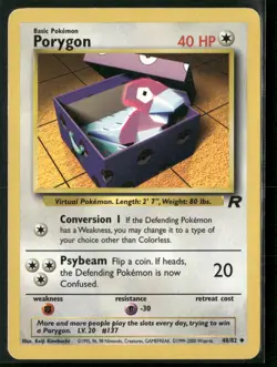 Porygon 48/82 Uncommon Team Rocket Pokemon Moderately Played - Image 1
