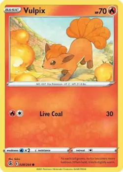 x4 Vulpix - 028/264 - Common - Reverse Holo Pokemon SS08 Fusion Strike M/NM - Image 1