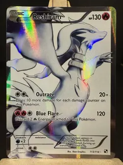 Pokemon Reshiram #113/114 Full Art Ultra Rare Holo, Black White - Image 1