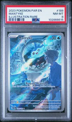 2023 POKEMON PAR EN-PARADOX RIFT ILLUSTRATION RARE #189 MANTYKE PSA 8 - Image 1