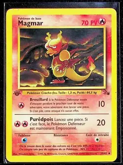 Carte Pokemon 39/62 Magmar Fossile Edition 1 FR Wizards - Image 1