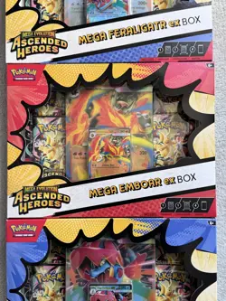 Pokemon TCG Ascended Heroes Mega Feraligatr Emboar EX Box x3 Bundle Sealed - Image 4