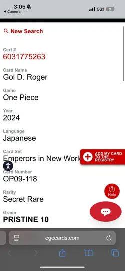 CGC Col D. Roger One Piece 2024 Japanese Emperors In New World OP-09 PSA 10 - Image 3