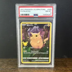 Pokemon Pikachu TCG 2021 Celebrations Card 005/025 Reverse Holo PSA 8 - Image 1