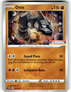 Pokemon 2020 Indonesia Onix Promo Card 257/SM-P Stamped Indomaret - Image 1