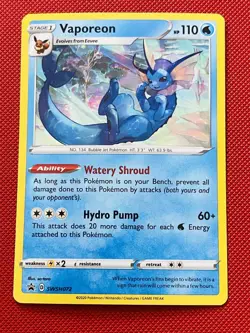Vaporeon Pokemon Card TCG SWSH072 Holofoil SWSH: Sword & Shield Promo Card NM - Image 1