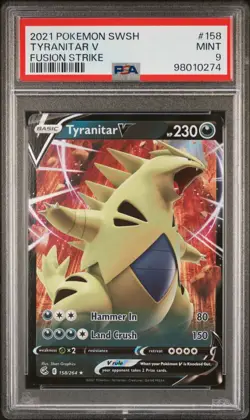 2021 Pokemon SWSH Fusion Strike Tyranitar V 158/264 PSA 9 - Image 3