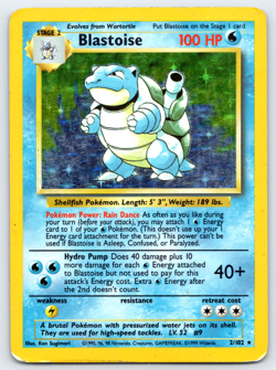 1999 Pokemon Base Set Blastoise #2/102 Holofoil Rare - Moderately/Heavy Played - Image 1