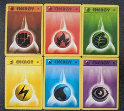 Pokemon 1st Edition Base Basic Set Shadowless Energy Lot 6 Card Set - Image 1