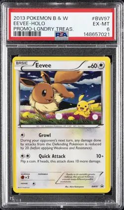 2013 POKEMON BLACK & WHITE PROMO LEGENDARY TREASURES #BW97 EEVEE-HOLO PSA 6 - Image 1