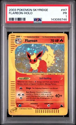 PSA 1 Flareon Skyridge H7/H32 Holo Foil E-Reader 2003 Pokemon WoTC PR - Image 1
