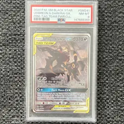 Pokemon Umbreon & Darkrai GX SM241 Black Star Promo TAG TEAM PSA 8 - Image 1