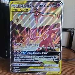 JUMBO TAG TEAM Pokemon Espeon & Deoxys GX SM240 Promo Holo Card 2019 - Image 1