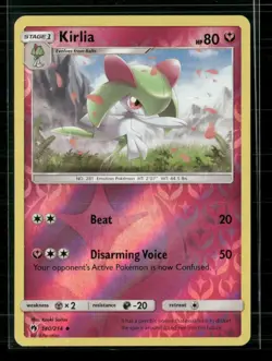 Kirlia 140/214 Uncommon Lost Thunder Pokemon Reverse Holo Near Mint - Image 1