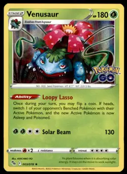 Venusaur 003/078 Holo Rare Pokemon GO Pokemon Holo Lightly Played - Image 1