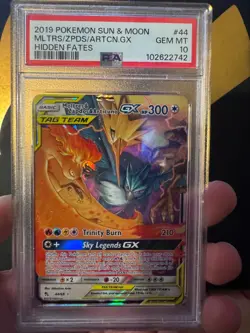2019 Pokemon Sun & Moon Hidden Fates #44 Mltrs/Zpds/Artcn.Gx Hidden Fates PSA 10 - Image 5