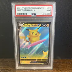 2021 Pokemon Celebrations Surfing Pikachu V #008/025 PSA 9 - Image 1